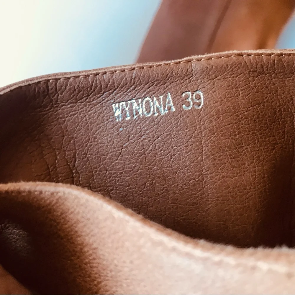 Wynona Leather Boots Tall Silent d  | Sz 39/US 8/8.5 | Carmel Tan Brown - Picture 12 of 16